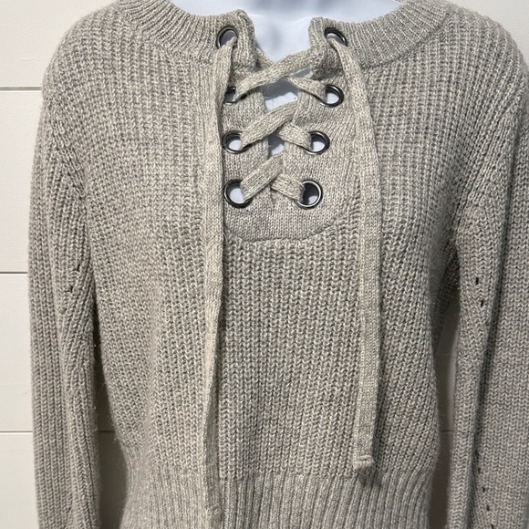 Kendall & Kylie Gray Lace-Up Sweater - Picture 3 of 6